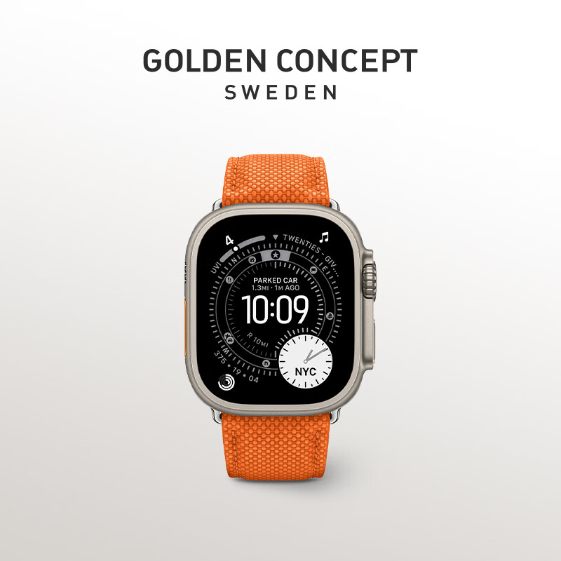 古德康赛GoldenConcept【S12表带】中国版典藏系列环保材质手表带适配苹果手表Ultra4 Apple watch S12/S11 星宇橙 适配40,41&42mm