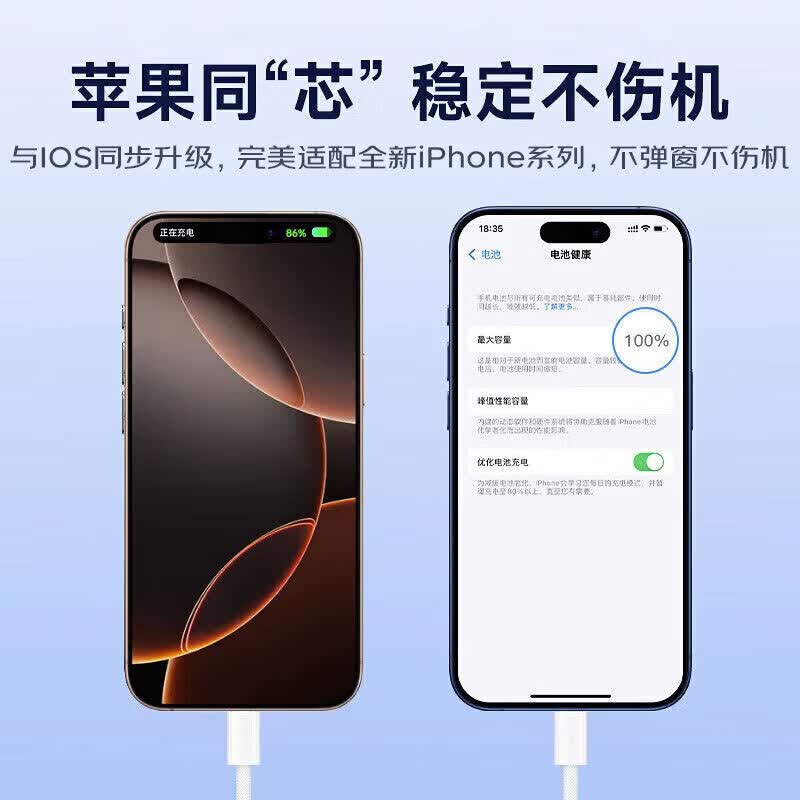 SOULUX适用苹果17/16/15充电器头最高45W正品套装iPhone17/16/15proMax/pro电源适配器线 1米60w数据线【双C口】 国标3C认证 | 直营正品