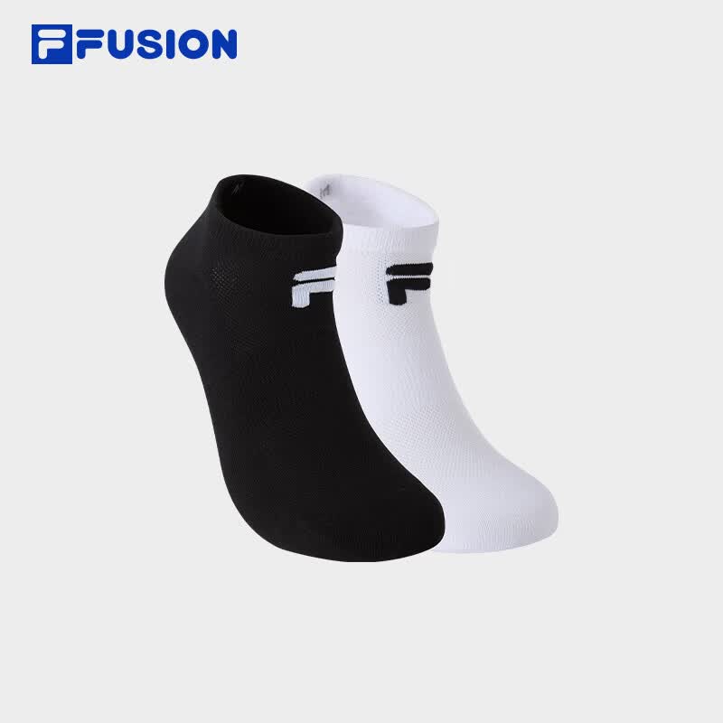 FILA FUSION斐乐潮牌情侣款浅口袜2026秋新款舒适袜子运动袜短袜 深黑-BK S