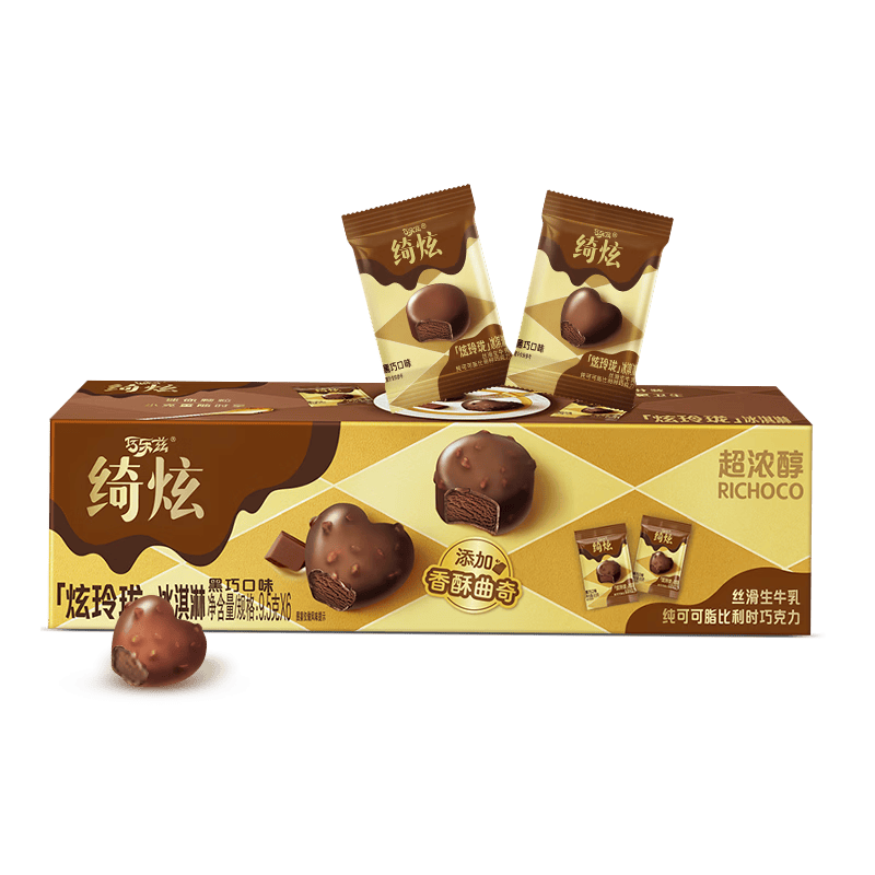 伊利绮炫炫玲珑黑巧味9.5克/颗*6颗 独立小包装冰淇淋