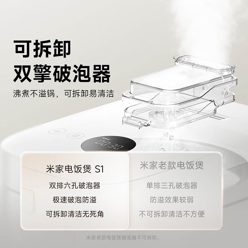 米家IH电饭煲S1-3L/4L/5L 家用多功能电饭锅电磁加热烈焰灶釜预约保温附蒸笼 米家IH电饭煲S1 3L 【1级节效】