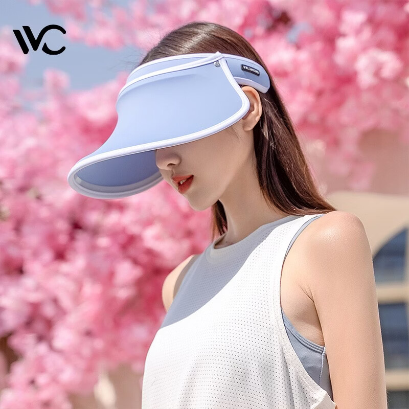 VVC遮阳帽夏季女亲子户外骑行太阳帽女神帽遮脸防紫外线防晒帽ZT 【青春款】灰度蓝 可调节