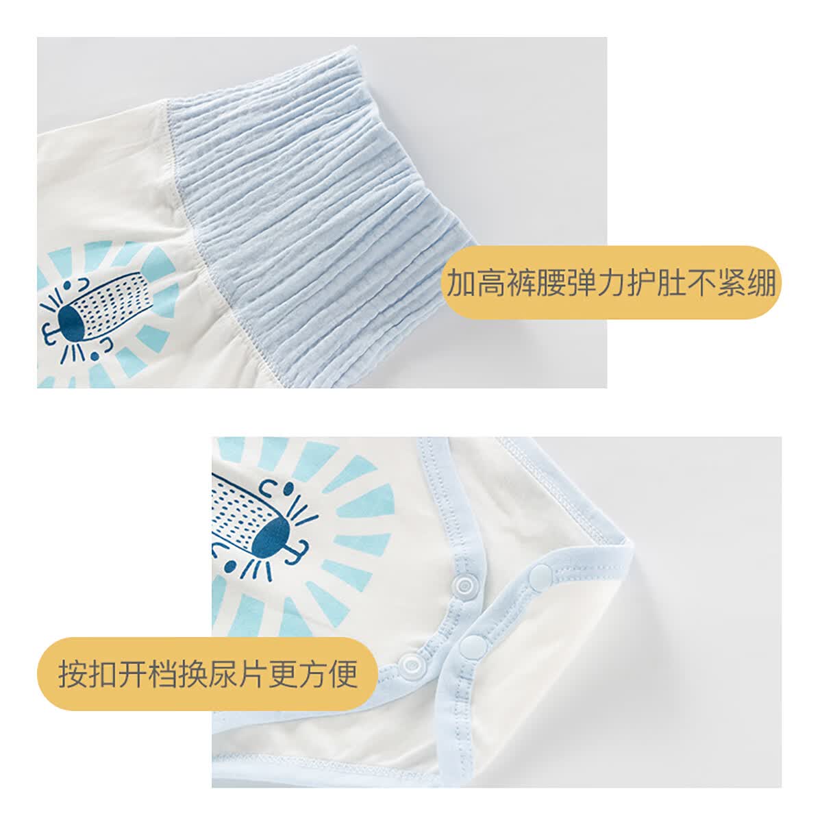 欢喜小熊【清仓】宝宝裤子婴儿男童休闲裤女童短裤童装 高腰包屁裤蓝 59