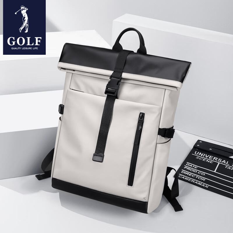 高尔夫（GOLF）双肩包男女百搭背包女休闲旅行学生书包防泼水出游背包【Q】 款式5-灰白配黑