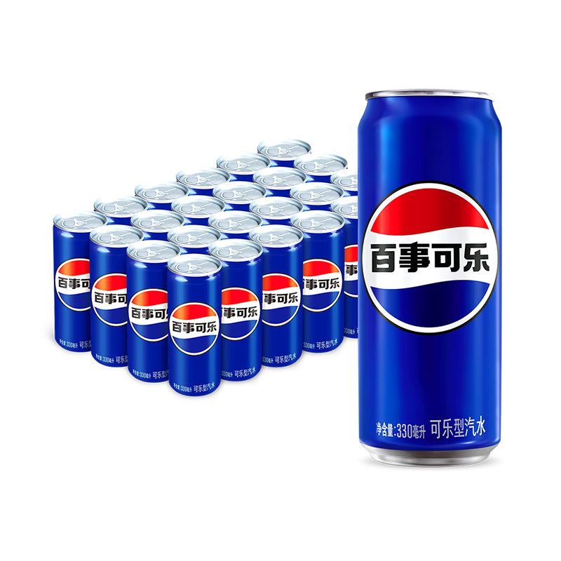 百事可乐Pepsi 碳酸饮料汽水 330ml*24听细罐 包装随机