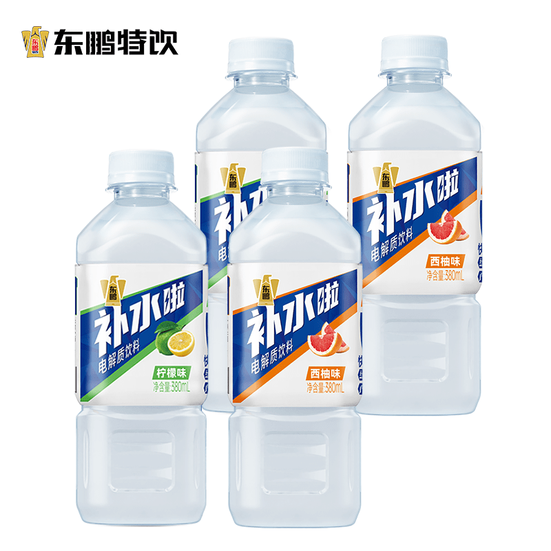 东鹏特饮东鹏补水啦电解质水380ml瓶柠檬西柚味运动健身饮料解渴整箱批发 380ml*4瓶【西柚2柠檬2】