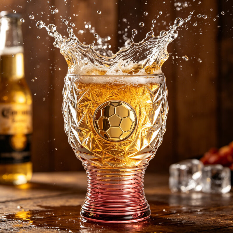 LOVWISH创意新款足球款玻璃啤酒杯大号家用扎啤杯2026世界杯精酿杯大容量 逐梦足球杯【渐变粉】400ml*1