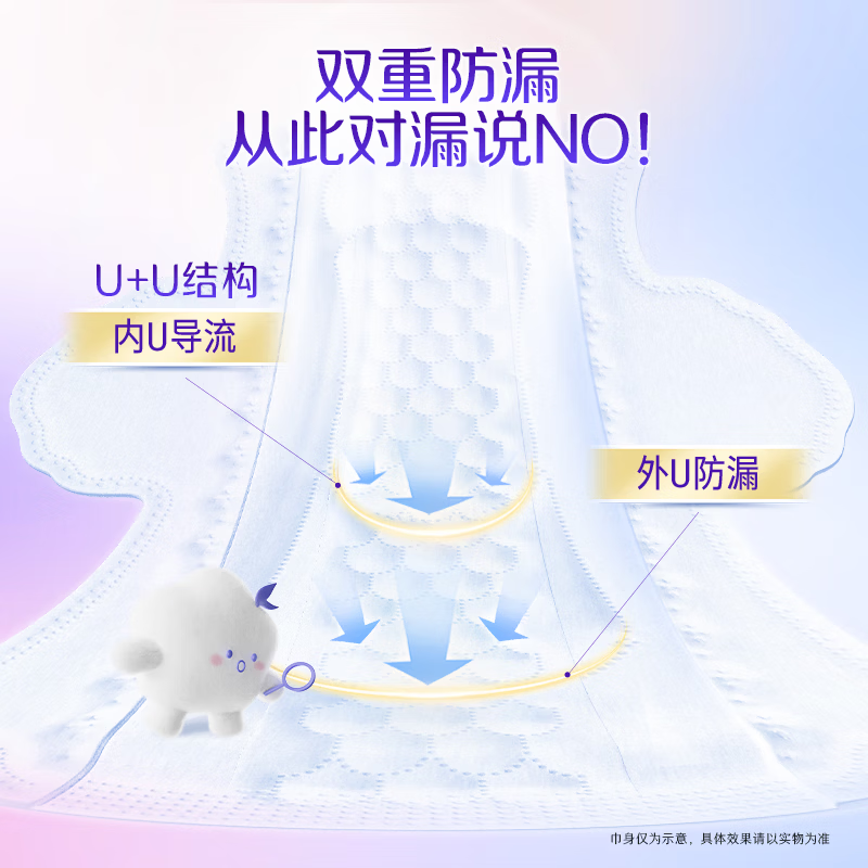 洁婷卫生巾樱花极薄干爽透气双U量大秒吸日用夜用亲肤护理垫姨妈巾 日用组合80片
