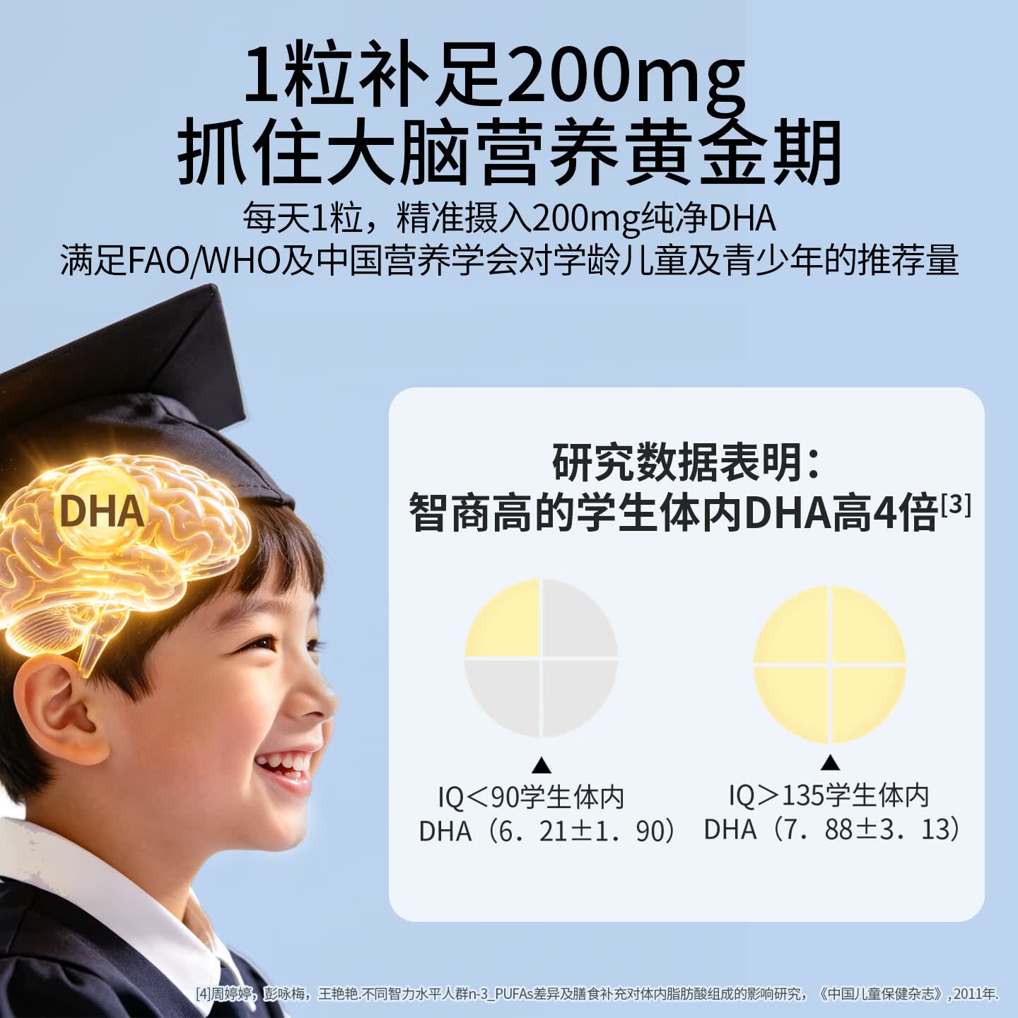 高吉星dha神经酸ps磷脂酰丝氨酸脑青少年增儿童补强记眼脑营养忆力藻油 【80%选3盒】dha藻油神经酸叶黄素 30粒*3盒