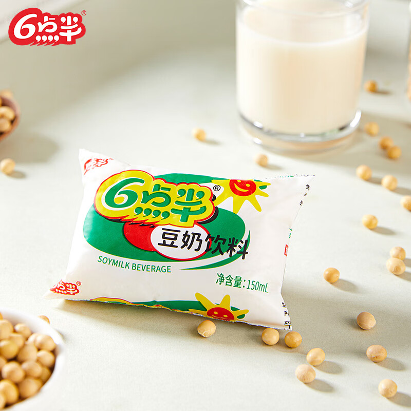 6点半豆奶150ml*30装整箱经典植物蛋白饮料学生早餐奶六点半豆饮童年 六点半原味150mL*30袋（配吸管）