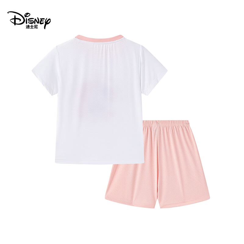 迪士尼(Disney)女童卡通印花短袖套装2026夏季新款运动速干t恤上衣短裤两件套 粉色(275) 110 【建议身高105-115cm,体重30-40斤】