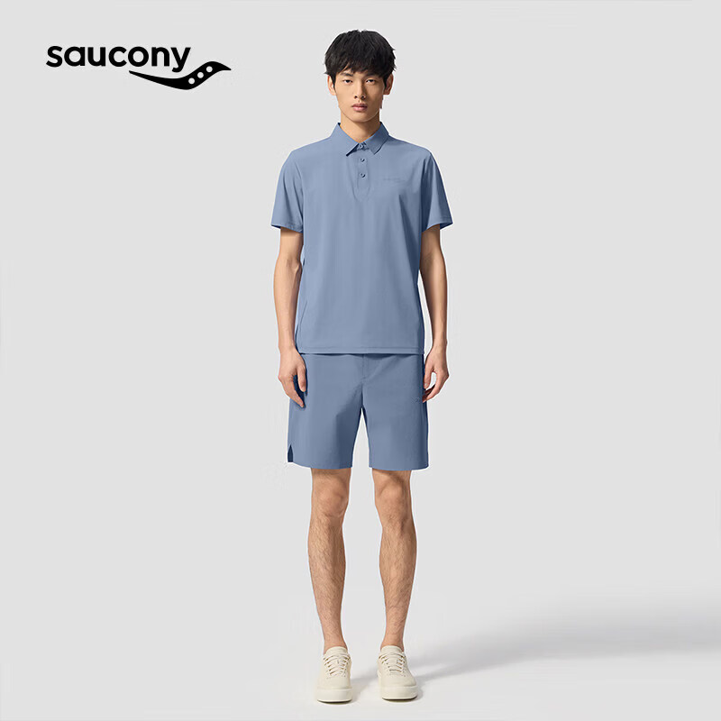 SAUCONY索康尼春夏男款宽松直筒松紧腰头舒适透气梭织短裤
