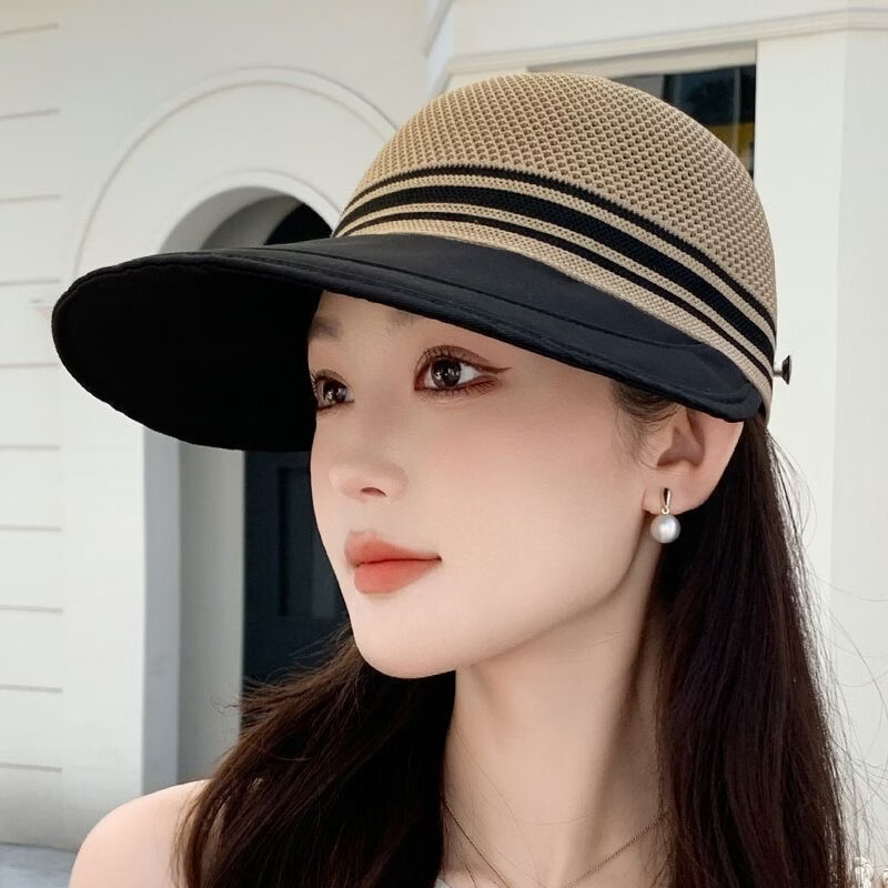 【专柜品质】新款夏季大帽檐防晒帽薄款透气韩版百搭太阳帽遮阳帽 卡其色 均码可调节