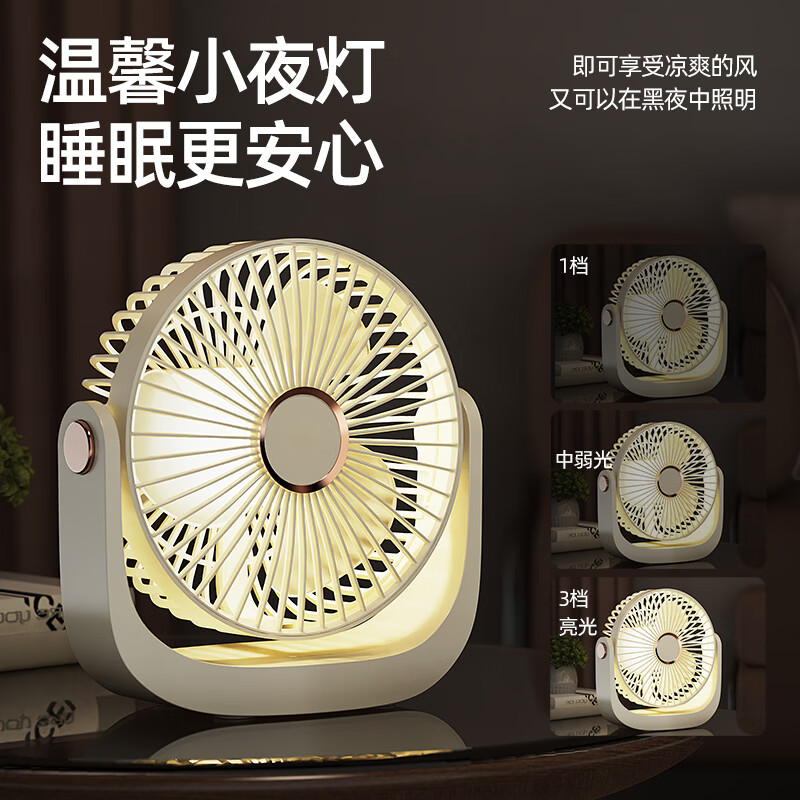 倍呵【APP智能联动】usb充电台式桌面小风扇迷你家用便捷式小型空气循环扇学生宿舍办公室超静音 【旗舰款米白色】充插两用+5档风力 1200mAh 车载桌面挂壁可挂可立超长续航床头空调电风扇