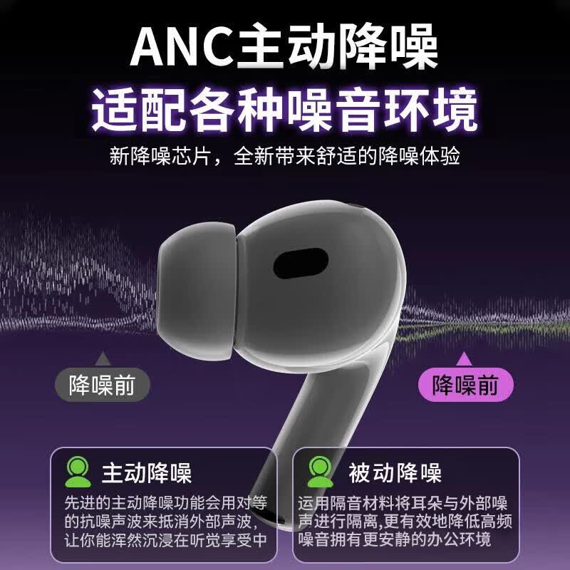 华强北【直营正品丨2026新款】Pro2蓝牙耳机适配苹果17/iphone无线降噪超长续航入耳式运动适用华为小米 Airpluspro2五代【2026新款丨标准版】有硅胶套