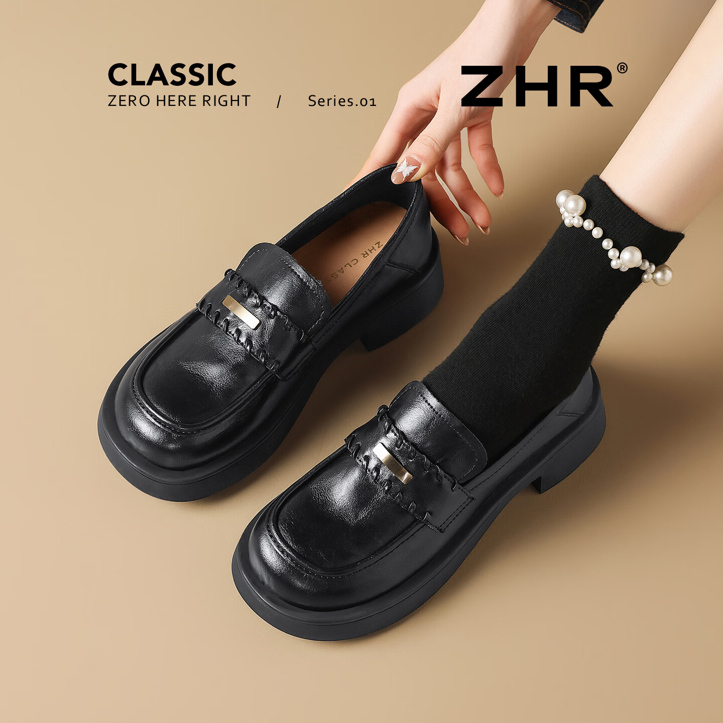 ZHR则则乐福鞋女款2026新款夏季厚底通勤女鞋jk鞋子英伦风小皮鞋AH785 黑色 37