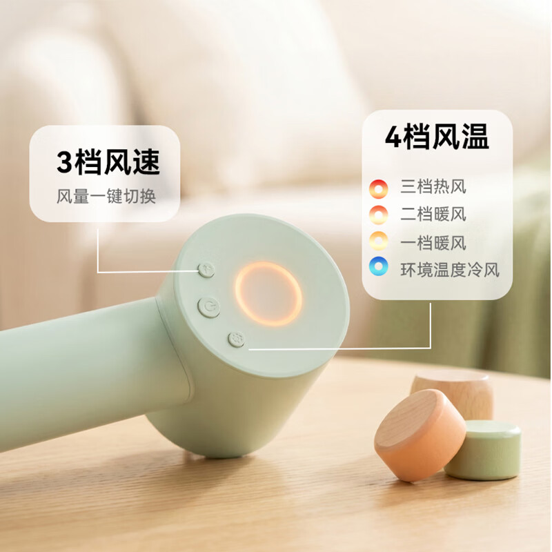 喔夫 百元轻机王 家用入门款超轻便 38亿等离子速干电吹风 柔和轻音学生宿舍 节日礼物 青提绿 单机版
