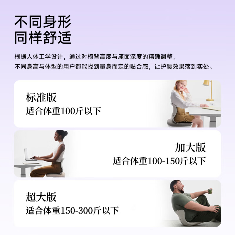 BKT护腰坐垫护腰靠垫人体工学椅办公室靠背沙发垫座椅毕业教师节礼物 超大款-幻影灰【300斤以内】