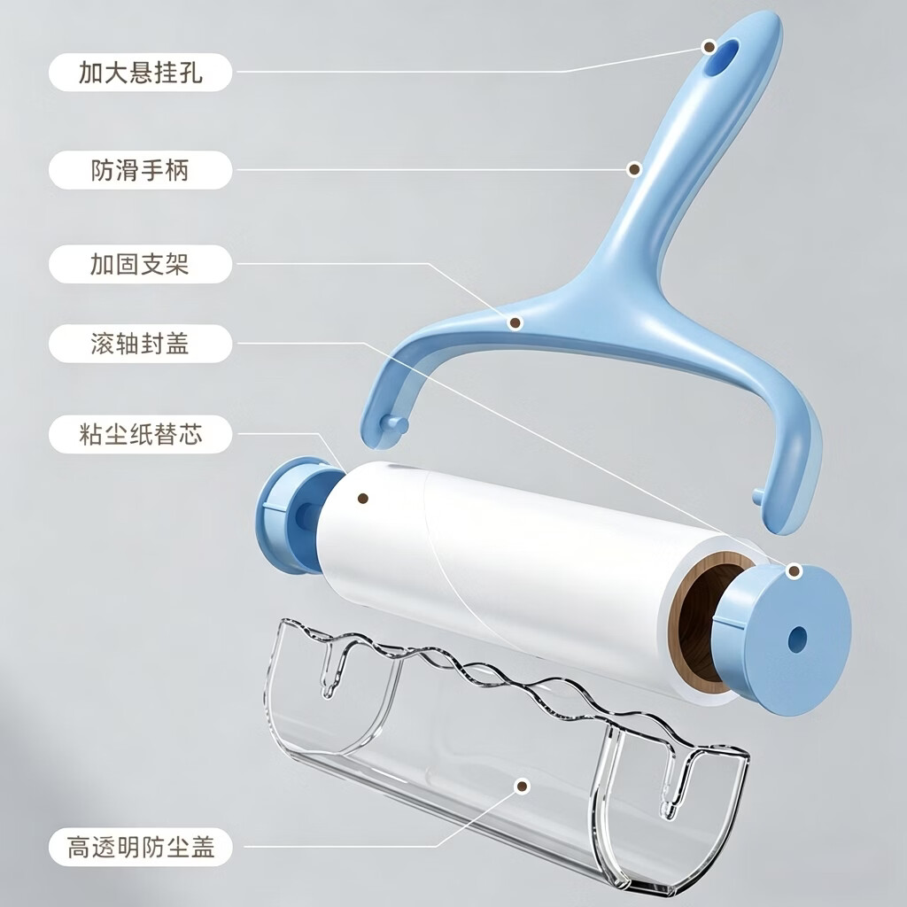 逸洁粘毛滚筒粘毛器滚筒毡毛神器衣服粘毛器替换纸猫毛清理器粘毛神器 【10cm标准版】送防尘盖 1手柄+10卷纸【600撕超粘纸】