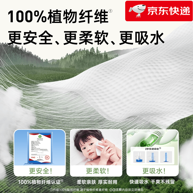 德佑婴儿绵柔巾一次性洗脸巾壁挂式擦脸巾悬挂式洁面巾非棉柔巾 默认规格1 【1提200抽】加厚款赠挂钩