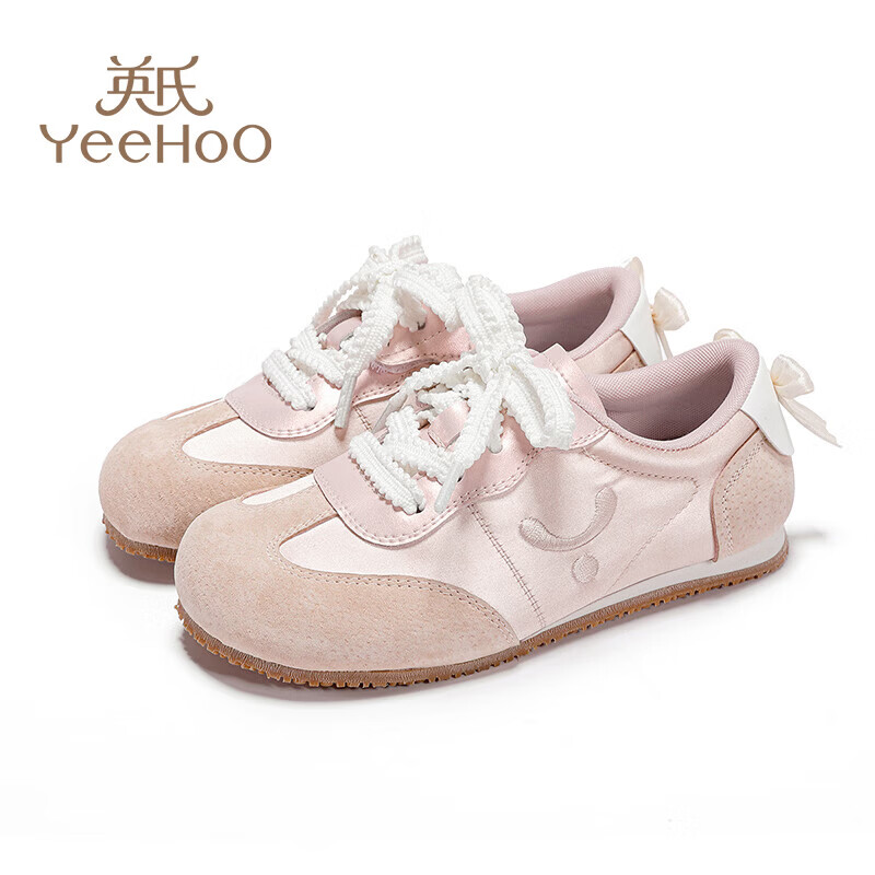 英氏(YEEHOO)童鞋中大童阿甘鞋2026春夏季芭蕾风德训鞋百搭女童休闲运动鞋 粉色 36