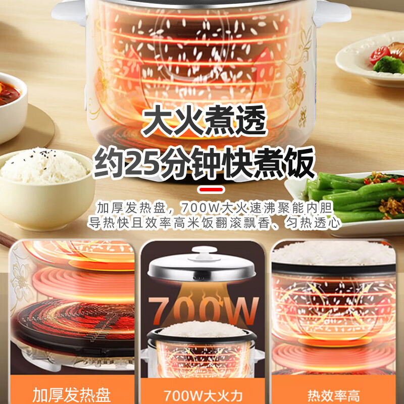 半球电饭锅家用 大容量可蒸煮1-8人 不粘锅多功能一键操作 老式1.5-6L升单人宿舍用迷你小电饭煲 白色 4L 特厚内胆不粘【带蒸笼】4-6人用