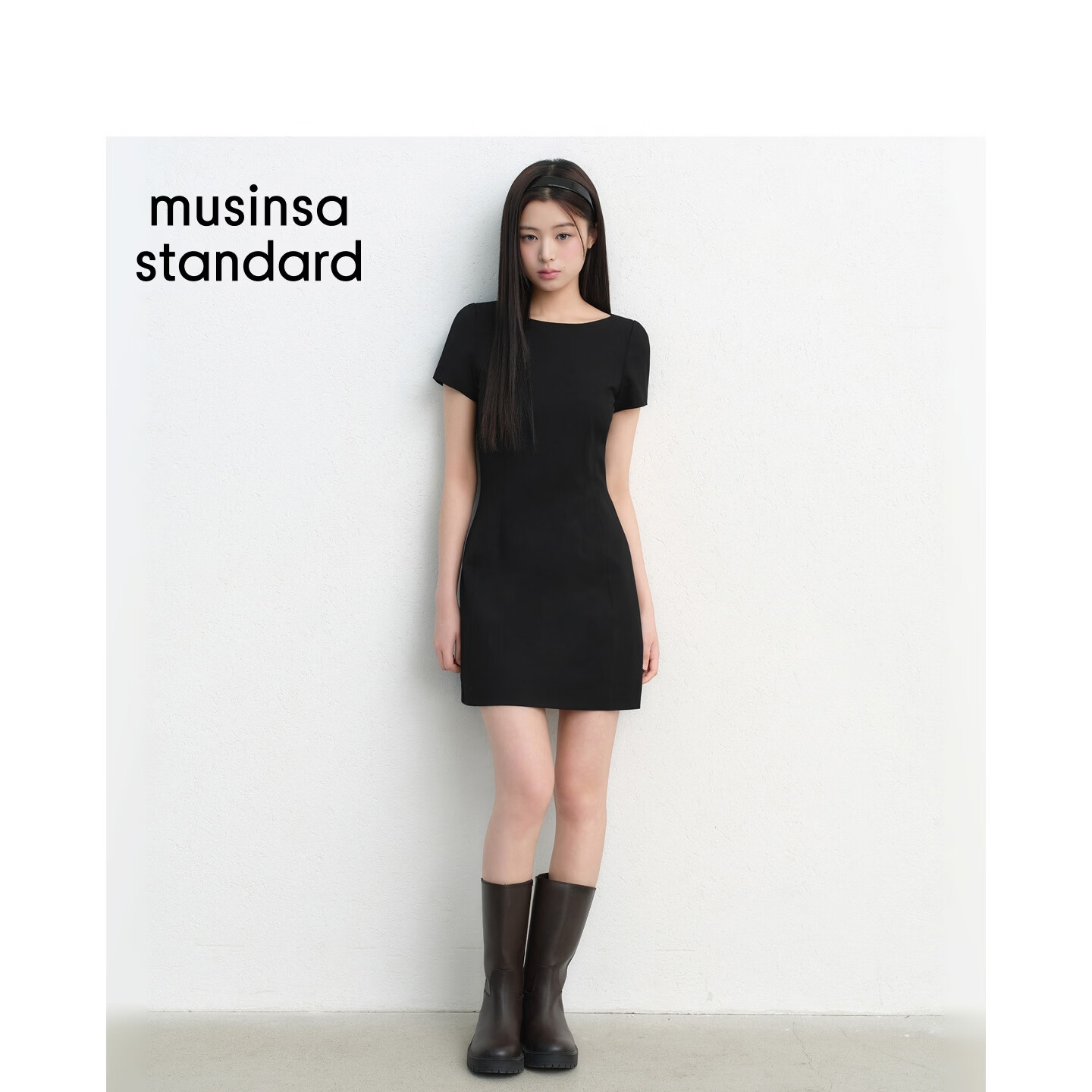 MUSINSA STANDARD【宇宙甜豆】韩国26夏季新品女士短袖连衣裙 黑色（BK） XS 京东折扣/优惠券