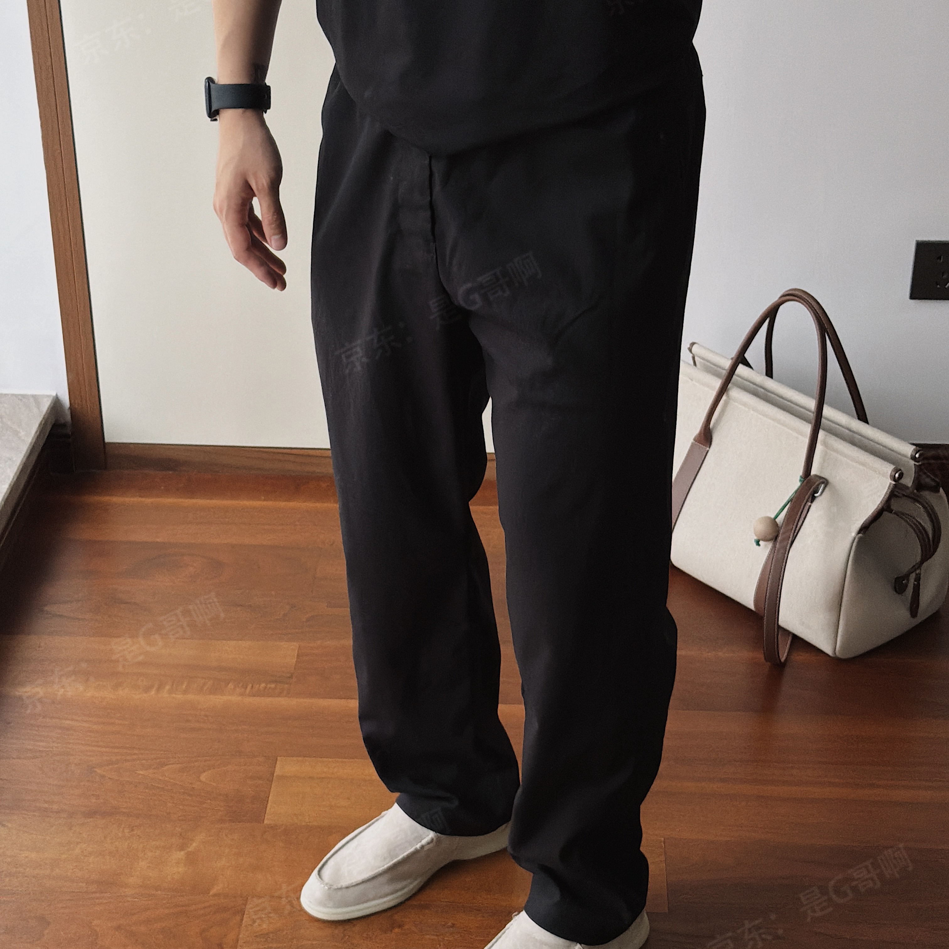 GGG COMPLEX·G哥男装/ZZ亚麻混纺长裤 夏季男士透气舒适商务休闲直筒长裤 浅绿灰色 L