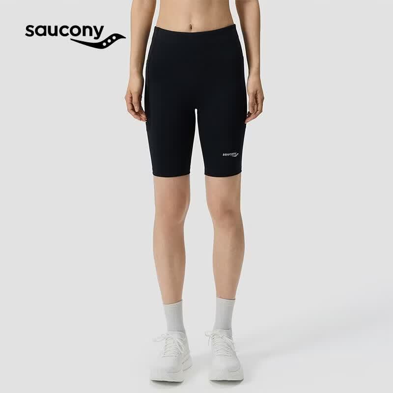 SAUCONY新品女子2026春夏跑步训练紧身四分裤 正黑色 M