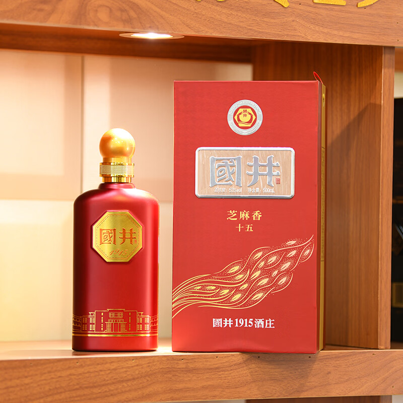 国井白酒 53度芝麻香十五 纯粮食酿造收藏摆柜 自饮送礼 山东特产白酒 53度 500mL 6瓶 整箱装