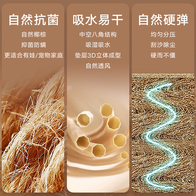 大江高档入户门地垫2026年新款商用地毯门口入户脚垫定制天然椰棕地垫 椰棕-素色 60cm*90cm 【覆盖单开门门框】