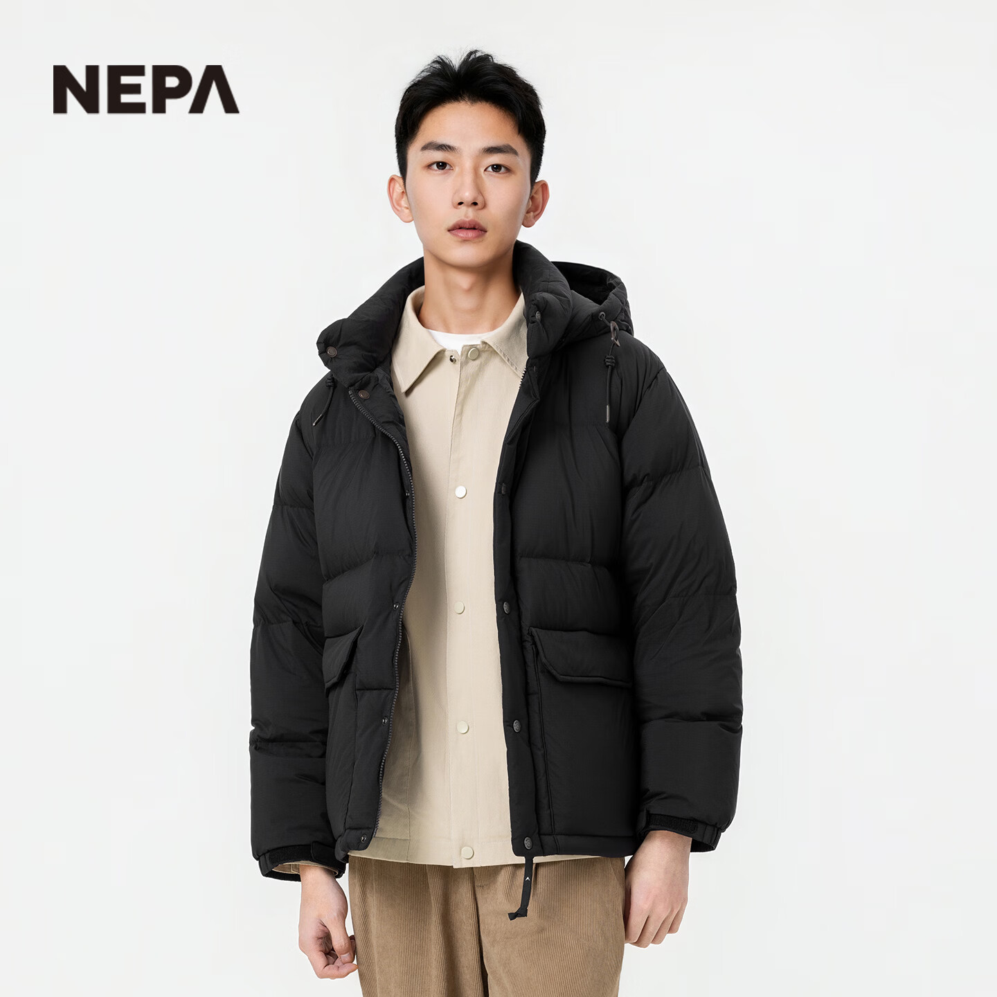 NEPA耐葩户外秋冬男士羽绒服时尚保暖羽绒服CL72067 C01黑色 M 175/92A(100)