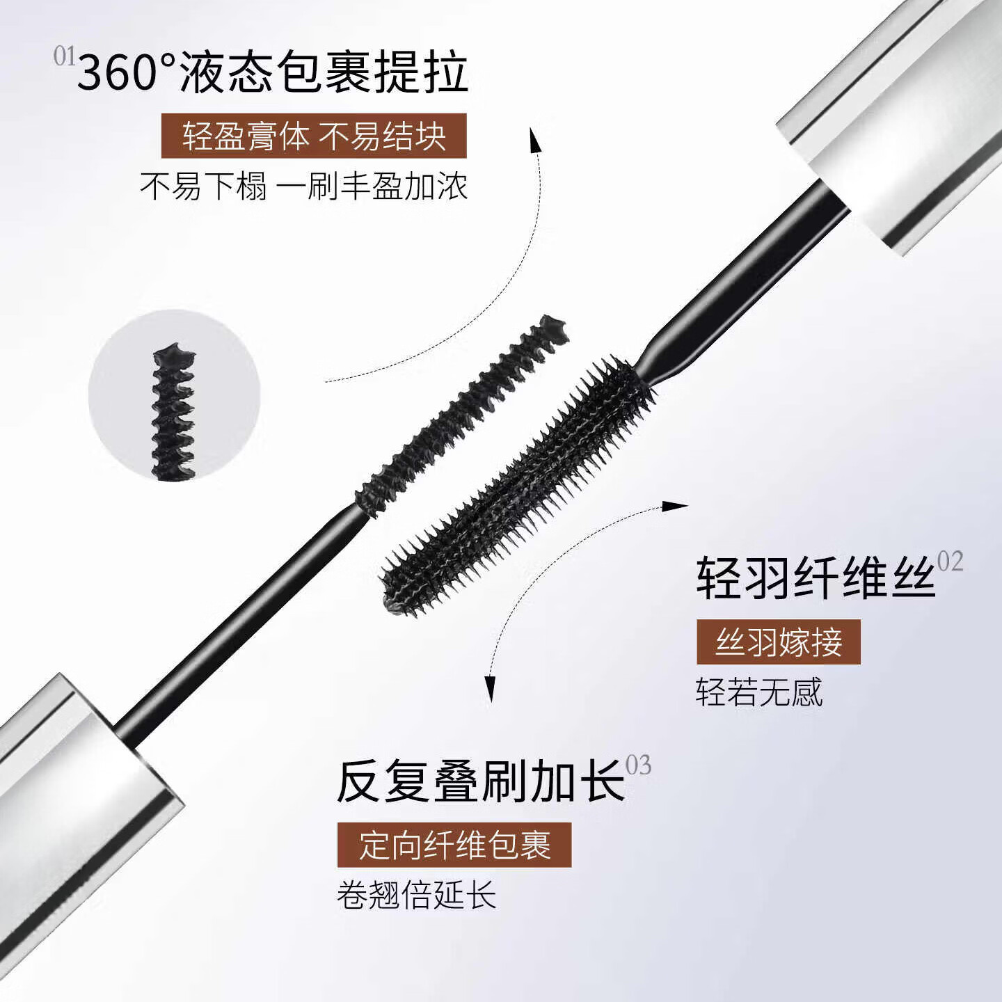 LA RHEIMS韩国睫毛膏双头防水浓密纤长卷翘不晕染自然定型睫毛打底膏二合一 1#黑色（纤长持久不软榻）  睫毛打底膏二合一