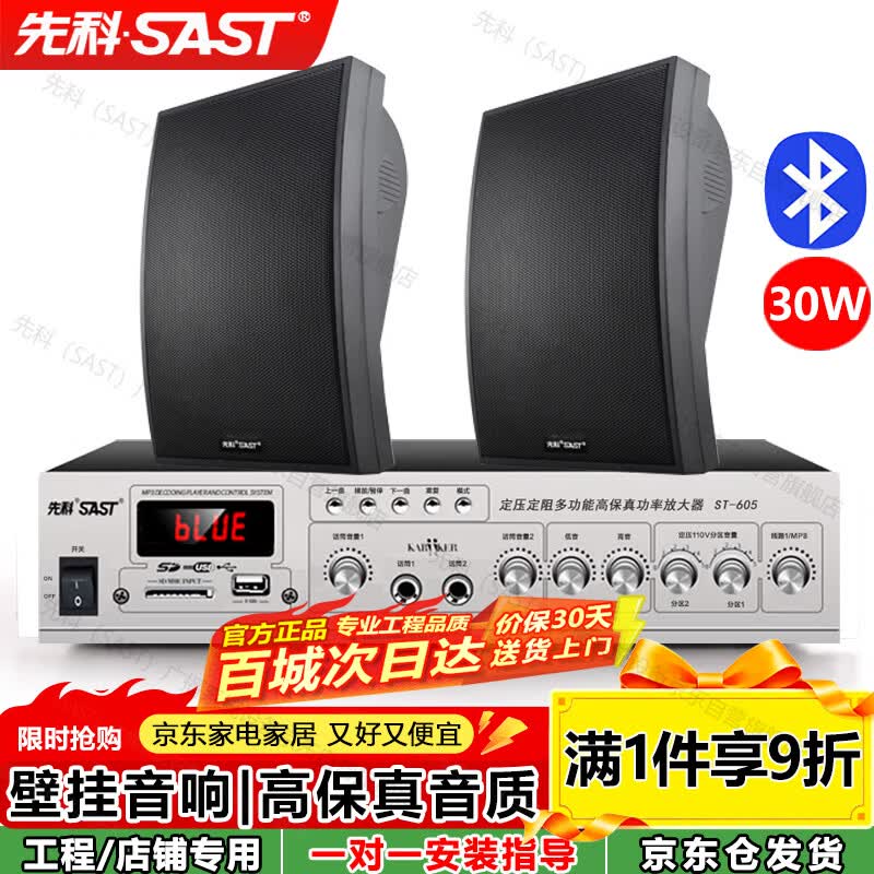 先科（SAST）DW70套装30W壁挂式音响音箱喇叭120W功放店铺商用工程会议舞蹈室家用餐厅公共广播背景音乐一拖二