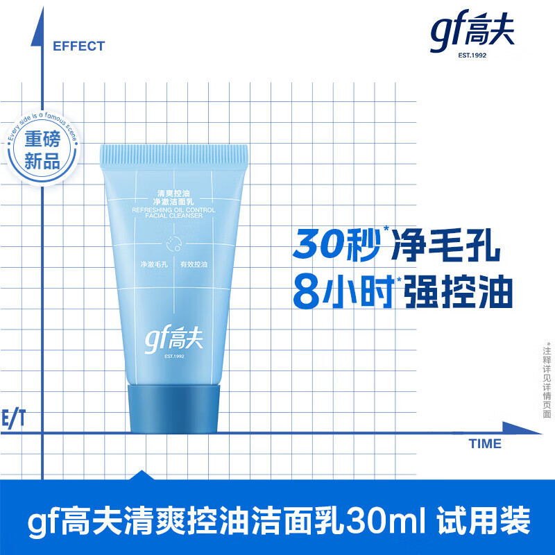 高夫男士洗面奶清爽控油净澈洁面乳30ml【试用专享】