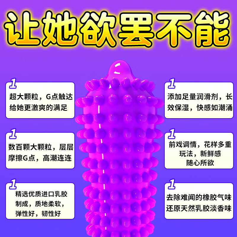 杰士邦情趣大颗粒避孕套带刺狼牙棒女性秒喷套套安全套延时高嘲液狼牙套 【颗粒爆爽会喷水-12只】纯大颗粒刺套组合