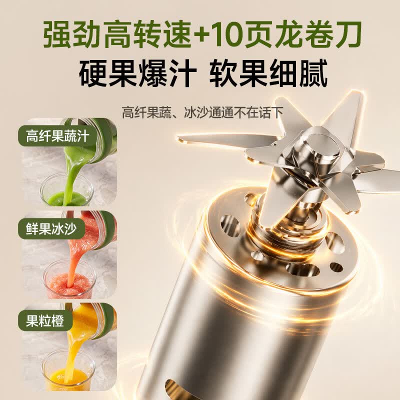 蓝宝（BLAUPUNKT）榨汁机榨汁杯随行果蔬果汁杯便新潮新品携全自动大容量可碎冰榨汁桶搅拌机榨汁冰霸杯 【海盐桃粉】玻璃杯体丨一杯双盖丨10页刀头丨双模式