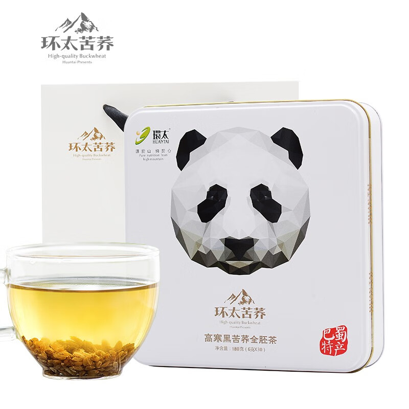 環太(huantai)环太苦荞茶 醇香黑苦荞全胚态180g礼盒 四川熊猫大凉山
