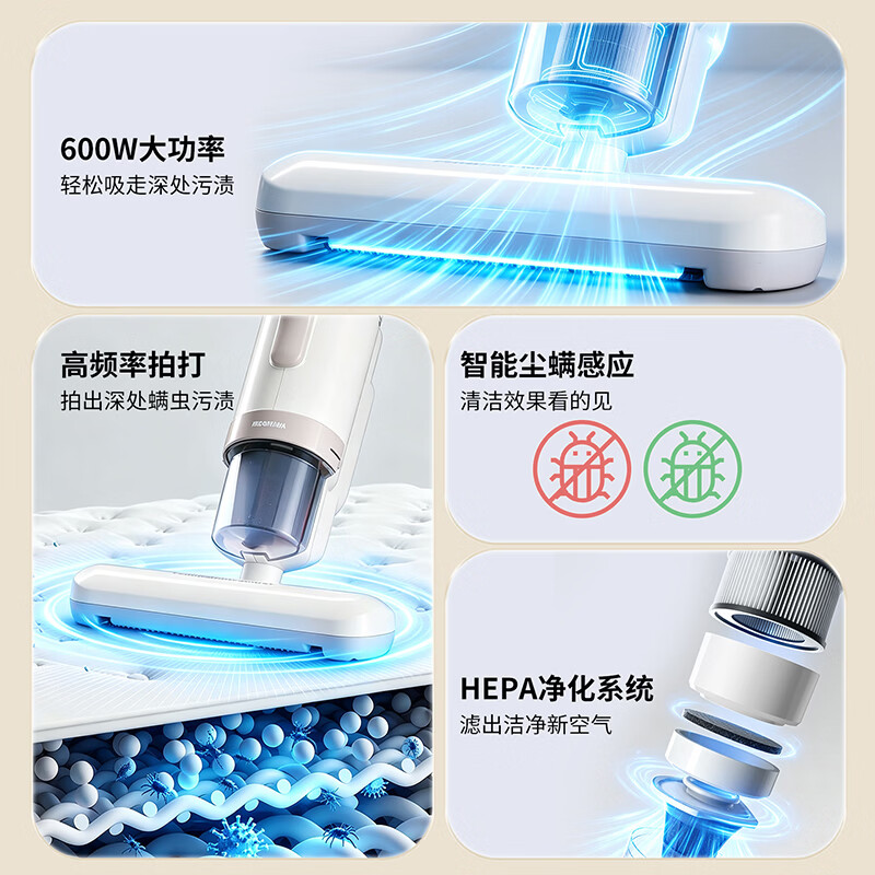 爱丽思(IRIS) 爱丽思除螨仪家用床上吸尘螨虫仪手持吸尘仪大吸力除螨器爱丽丝高温除螨iris FCA22除螨仪【含1个排气滤网】