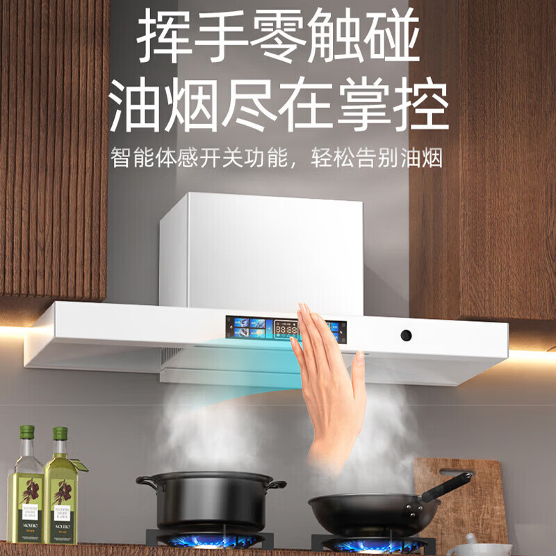 美珏好太太【以旧换新】家用厨房欧式油烟机600mm顶吸变频大吸力油烟机小型抽油烟机80cm长小尺寸油烟机700mm 【900奶油白-矮款】九档变频电机-自动清洗