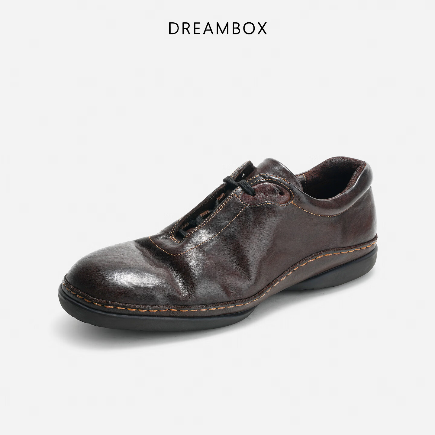 DREAMBOX钧博水洗马皮男女同款休闲鞋软底板鞋舒适透气夏季鞋子 核桃色 42 男码