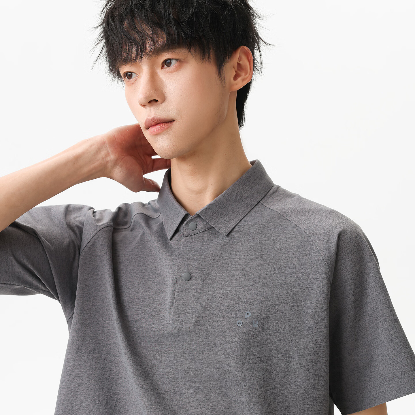 布衣传说【合集】夏季纯色polo衫男短袖宽松半袖打底衫 深紫灰15278 XL