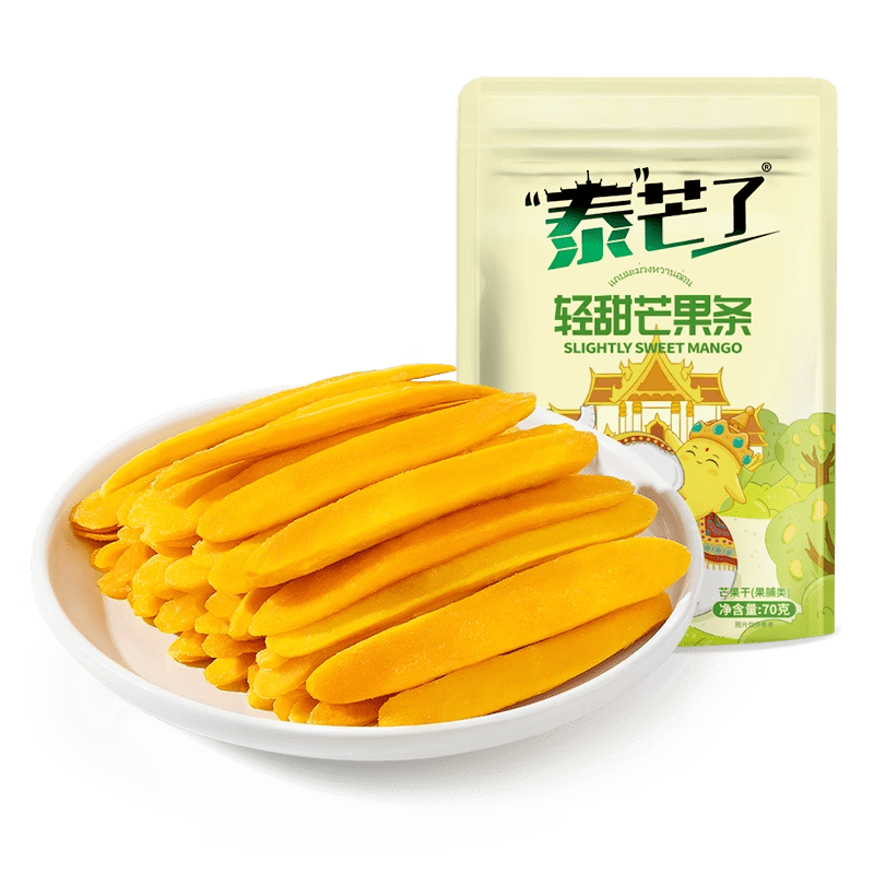 泰芒了芒果干轻甜芒果条办公室零食果脯休闲蜜饯厚切水果干 轻甜芒果条70g*1袋