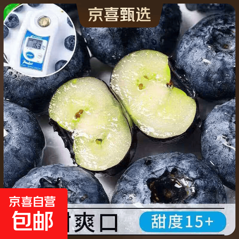 云南原产地高山蓝莓 高花青素护眼 孕妇专属新鲜水果 70g-90g八盒装（15mm）