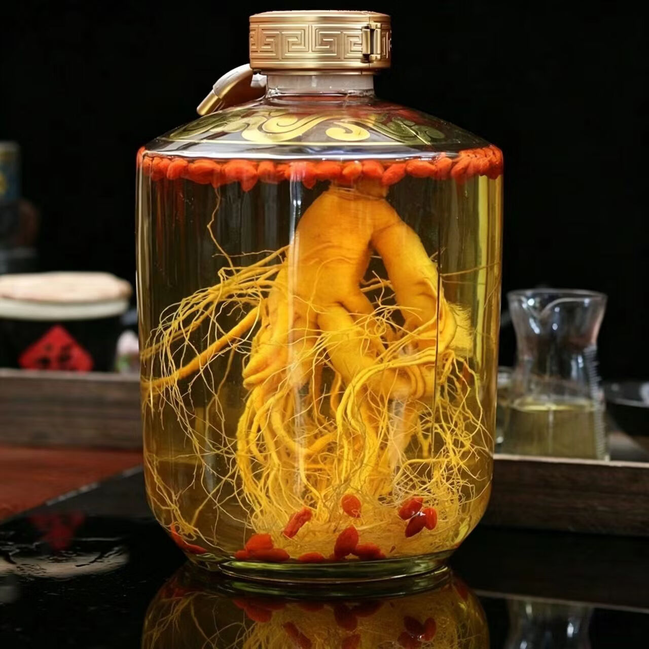 瑞补【玻璃大坛礼盒】人参枸杞鹿茸血酒 52度3000毫升玻璃大坛礼盒装 52度 3000mL 1坛 人参鹿茸血酒【送打酒提】