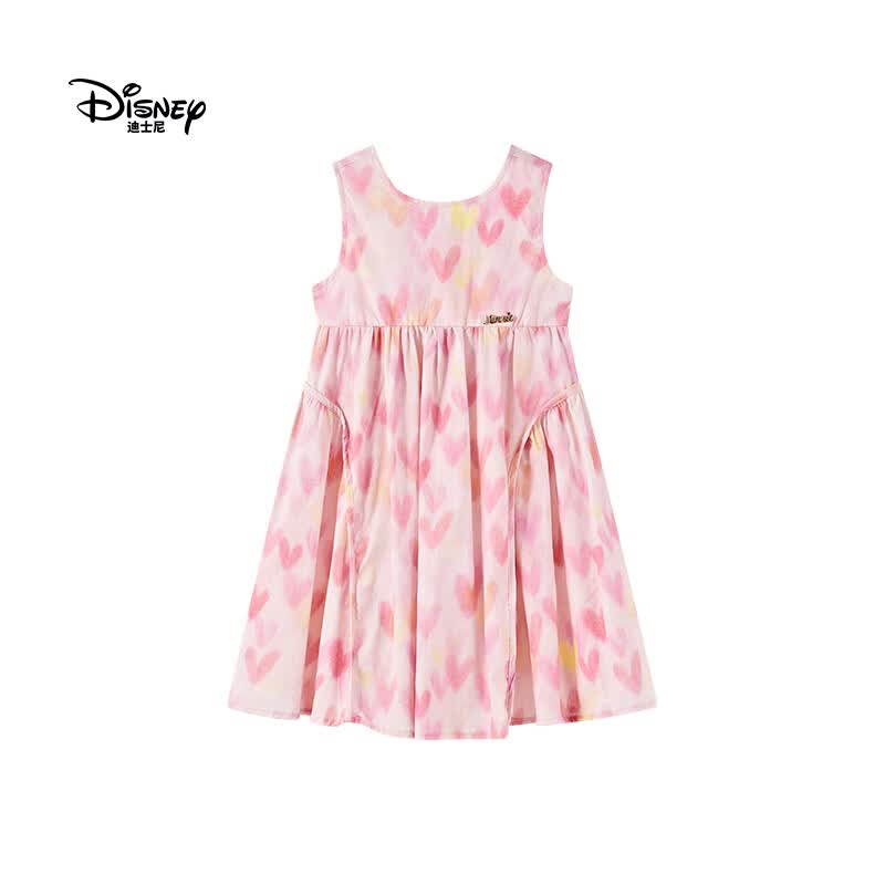 迪士尼(Disney)女童连衣裙2026夏季新款中大童女孩无袖薄款海边碎花公主裙子 粉色(043) 160 【建议身高155-160cm,体重85-100斤】