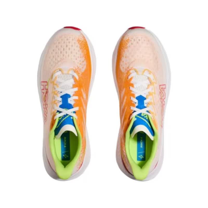 HOKA HOKA FOOT男女款 MACH 6 LA透气舒适轻便运动鞋 马赫6竞训跑步鞋 白色/日焰色 45