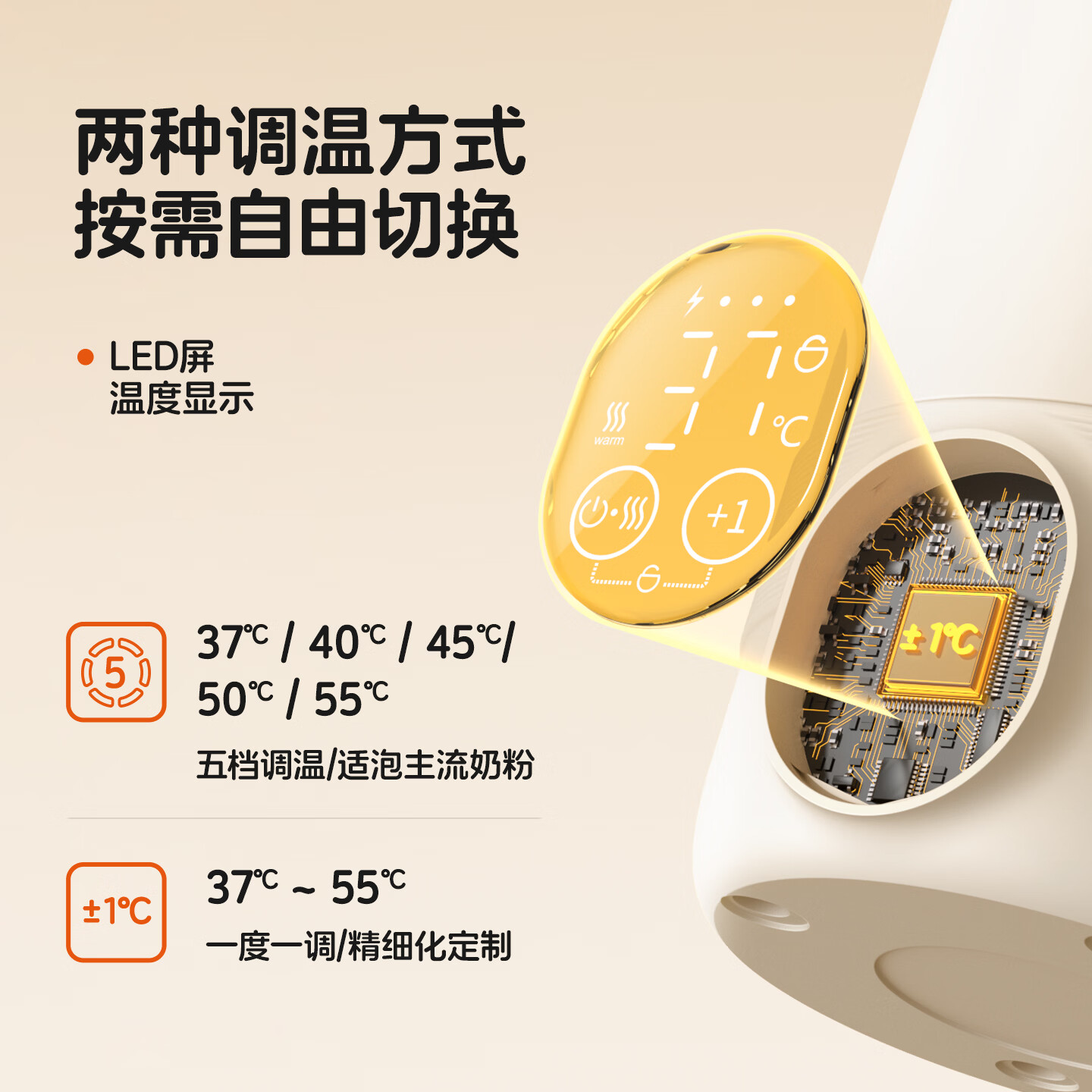 细萌无线便携恒温水壶调奶器婴儿专用烧热水保温杯冲泡奶小电器 37°C--55°C加热保温【恒温18H】 500ml 真空内胆