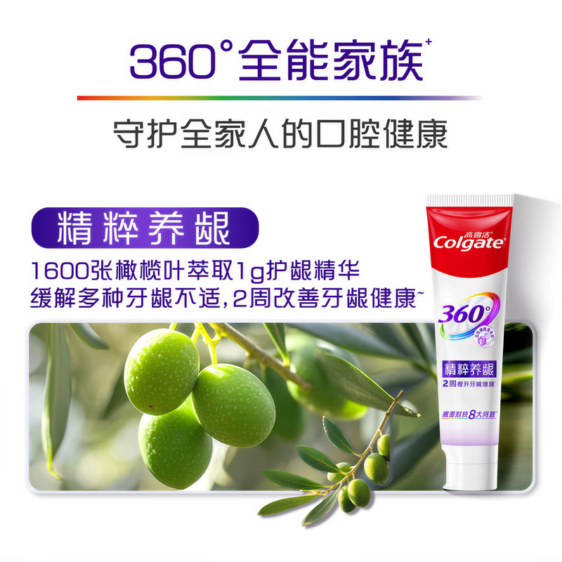 高露洁360°牙膏双锌配方减少牙菌斑含氟成人护龈防蛀健齿美白清新口气 【囤货装】360°牙膏多口味混组440g4支