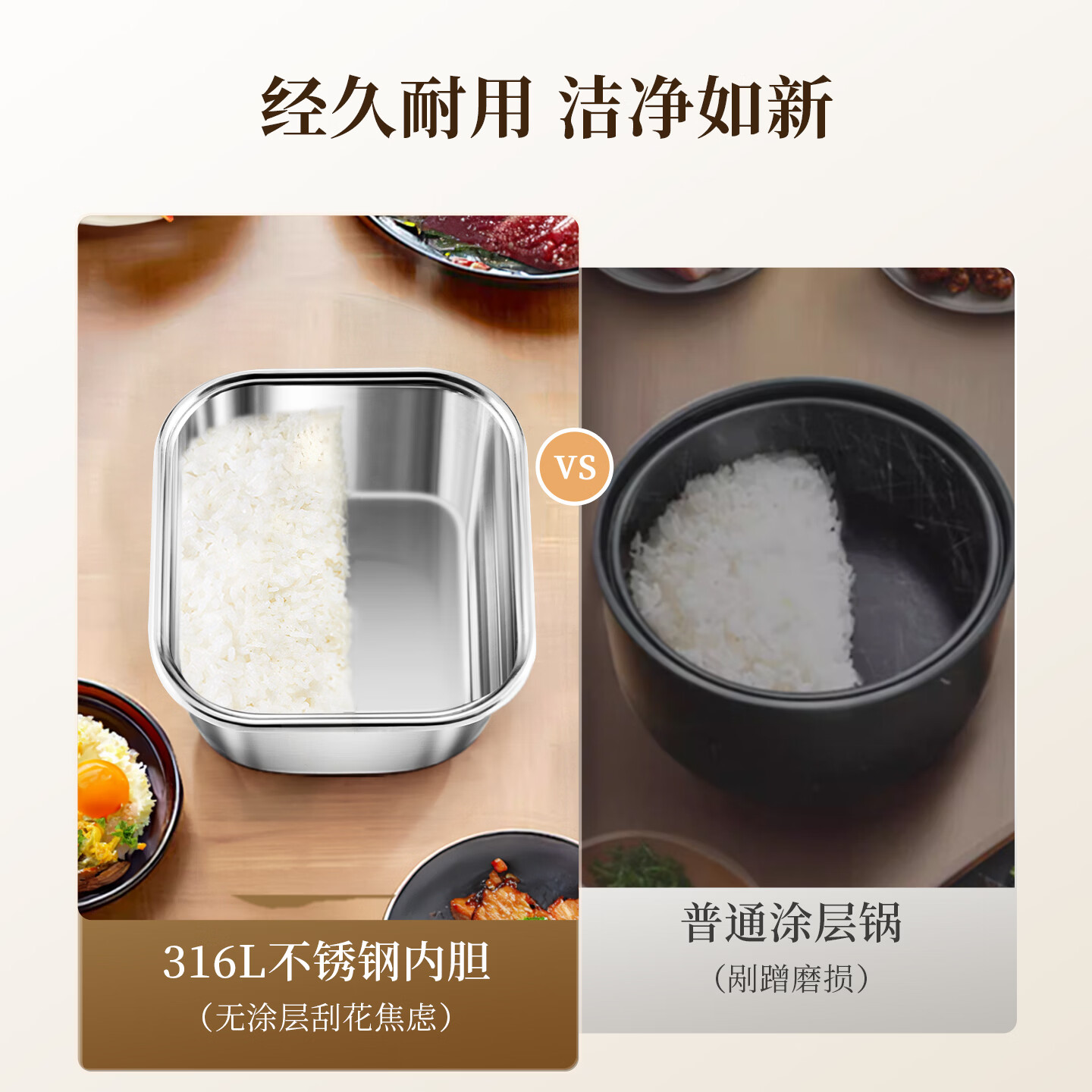 万福源0涂层双胆电饭煲多功能家用6L双锅二合一体316l不锈钢内胆电饭锅预约定时 中国红/0涂层316L不锈钢内胆 6L